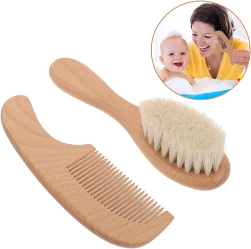 Set Soft Bristle Baby Hair Brush - Newborn Wash Kit