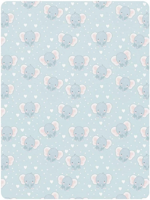 miaozhen 1 Pack 52x28 Cotton Crib Sheets for Baby Boys Girls Ultra Soft Cartoon Cute Blue Elephants Toddler Mattresses