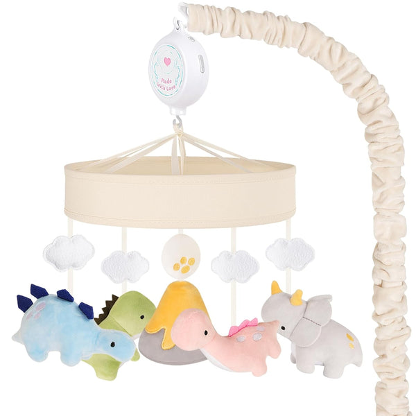 Dinosaur Crib Mobile Beige Dino Baby Crib Mobile with 3-Mode Music Box,