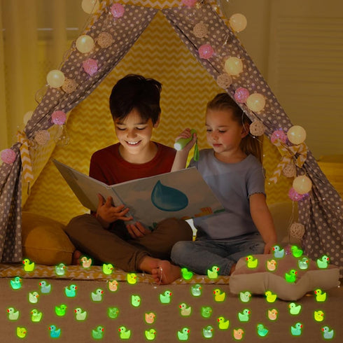 240pcs Luminous Mini Resin Ducks, Glow in The Dark Tiny Duck Figures for Dollhouse Decor, Aquarium Craft Gifts