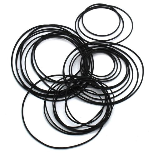Set of 30-40pcs Black Rubber Pulley Belts, Engine Drive Belts for DIY Toy Module Car Transmission