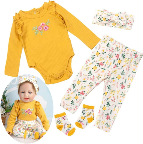 Reborn Baby Girl Dolls Clothes - 4pcs Outfits for 22"-24" Reborn Dolls Baby Clothes Newborn