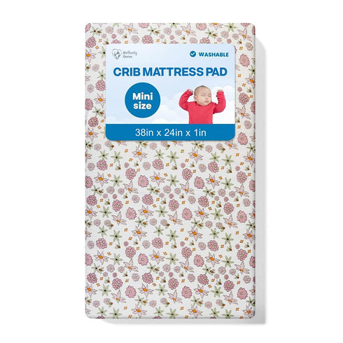 (38" 24" 1" Motherly Haven Breathable Crib Mattress Pad, Washable High Rebound Foam Mattress Topper for Baby Cribs