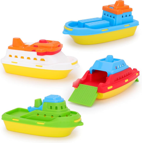 Toyland Pack of 4 Floating Boats - Cargo Ship, Cruise Liner, Fishing Boat