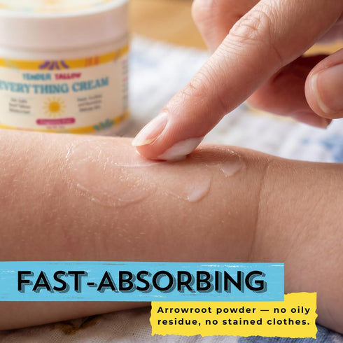 Tender Tallow 100% 2oz Grass-Fed Beef Tallow Balm for Skincare Natural Tallow Cream for Babies, Kids & Newborns Gentle