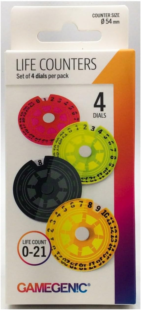 Life Counters Single Dials (4 Pack) | Count Life or Victory Points | Use with Tabletop Games, Collectible Card Games and Living Card Games | Premium Acrylic | Made by Gamegenic