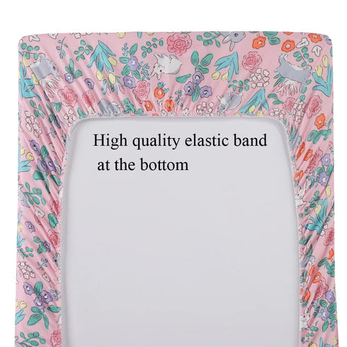 Set 3 Pack Changing Pad Cover Jersey Knit Ultra Soft for Baby Boys Girls Floral/Grey Rabbit/Pink