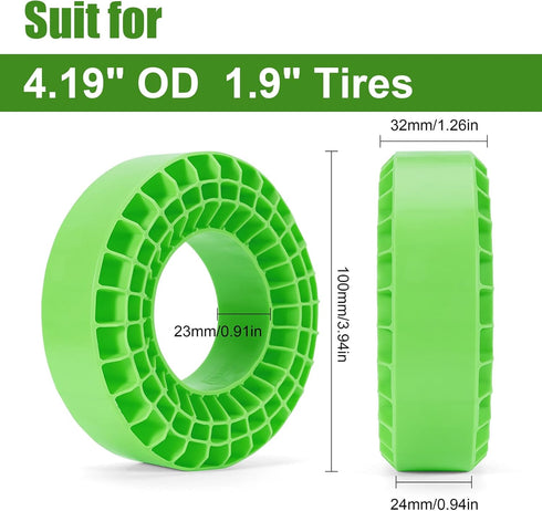 INJORA Silicone Rubber Inserts Foam for 106-108mm 1.9" Tires(Small Green)