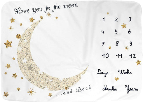 Baby Monthly Milestone Blanket for Boy and Girl, Monthly Blanket for Baby Pictures, 40" x 60" (Golden Moon)