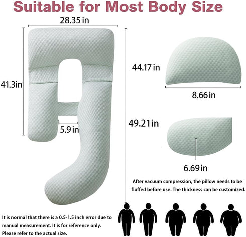 Pregnancy Pillow for Sleeping, Full Body Maternity Pillow with Removable Cover, Detachable U-Shape Pregnancy Body