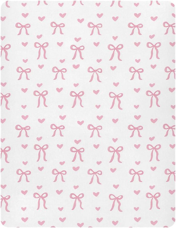 Pfrewn Crib Sheets for Boys Girls Aesthetic Pink Ribbon Bow Fitted Crib
