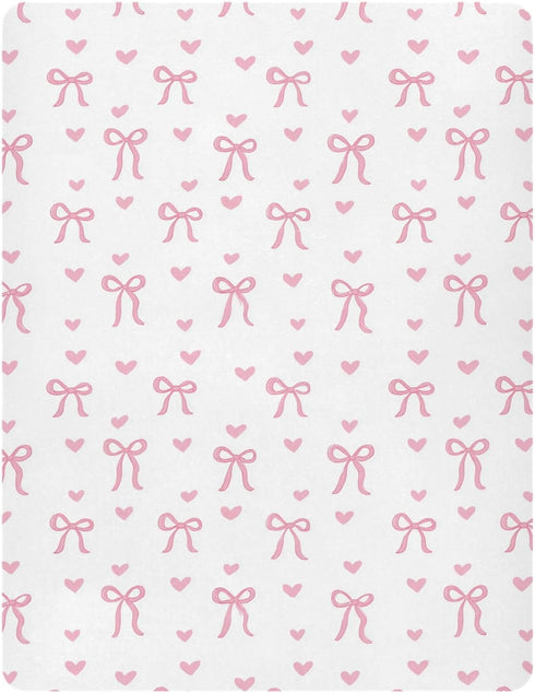 Sheet,39x27IN Pfrewn Crib Sheets for Boys Girls Aesthetic Pink Ribbon Bow Fitted Crib Sheet for Mini Crib Mattress