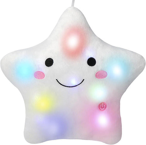 DearSun 13.8" Light Up Twinkle Star Pillow, LED Star Plush Pillow with