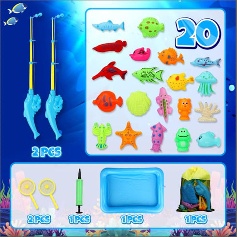 2-Player 3-5 Set TOY Life Magnetic Fishing Game for Kids - Toddler Fishing Pole with Fish Toys - Bath & Pool Toys