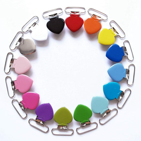 20Pcs 16 Enamel Suspender Clips Metal Heart Pacifier Clips for Pacifier Holder Clip Bed Sheet Garment Mitten Making DIY