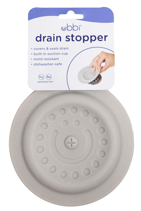 Ubbi Bathtub Drain Cover, Silicone Drain Stopper with Suction for Baby Bath Time Accessory, Gray