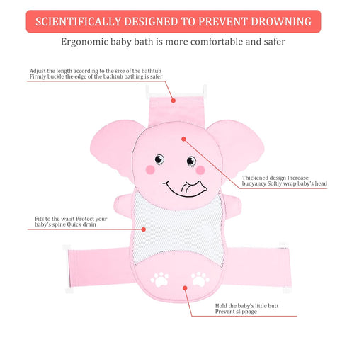 AIR&TREE Baby Bath Seat Support Net, Quick Drying, Adjustable, Comfortable, Non-Slip, Infant Bathtub Sling Shower Mesh