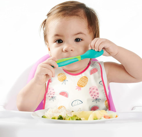 R HORSE 5Pcs Baby Bibs Set, Toddler Bibs with Crumb Catcher Pocket & Snap Button, Waterproof for 6-24 Months