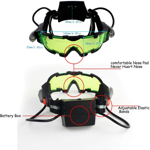 Yolyoo Night Vision Goggles, Adjustable Kids LED Goggles, Flip-Out Lights, Green Lens for Racing, Bicycling