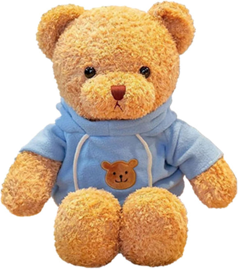 11.8 inches Teddy Bear Stuffed Animals - Soft Plush Cute Teddy Bear with Hoodie Doll for Boys Girls (Blue)