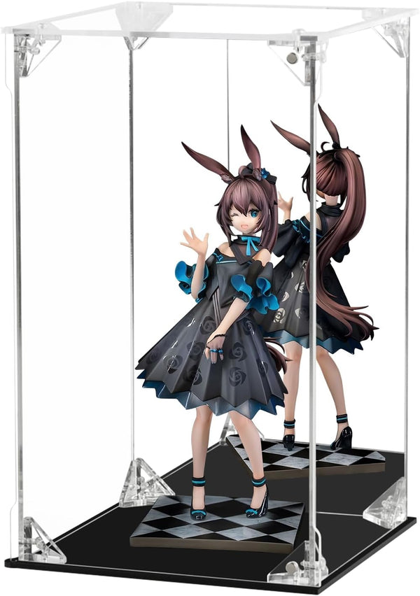 Acrylic Display Case for Collectibles, Clear Acrylic Display Box with Mirrored Back, Doll Toys Display (6x6x10 inch)