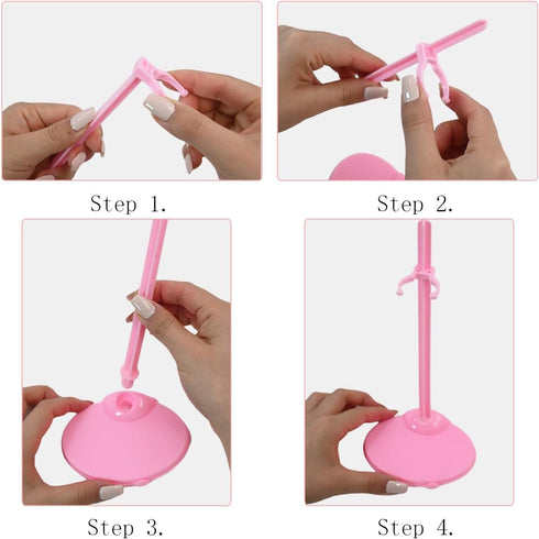 10 PCS Acrylic Doll Stands with Adjustable Waist Clip, Transparent Support Stand for 11 to 13 Inch Dolls