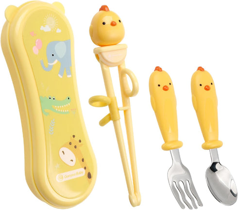 Toddler Utensils Stainless Steel Kids Silverware Set with Spoons, Forks, and Chopsticks for Self Feeding Learning