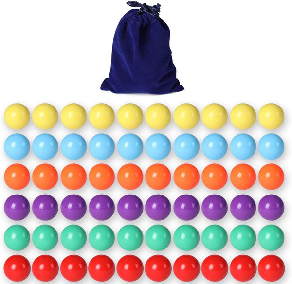 60 Pcs Game Replacement Balls for Chinese Checker - 16mm Marbles for Marble Run, 6 Colors