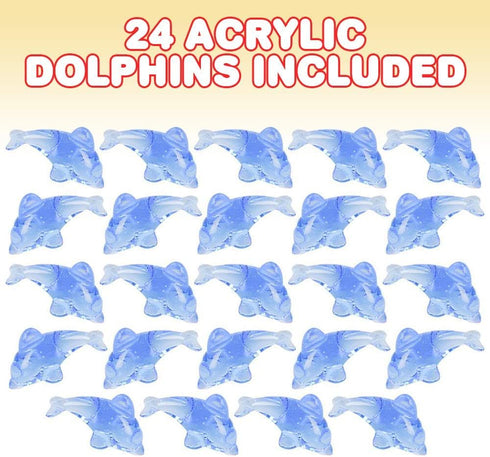 ArtCreativity Acrylic Dolphin Cake & Cupcake Toppers - Set of 24 Mini 2 Inch Dolphin Figurines for Parties