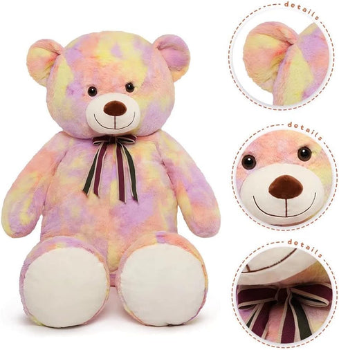 Tezituor 52'' Big Teddy Bear, Giant Stuffed Animal Plush, Rainbow Yellow Soft Gifts for Valentine, Christmas, Birthday