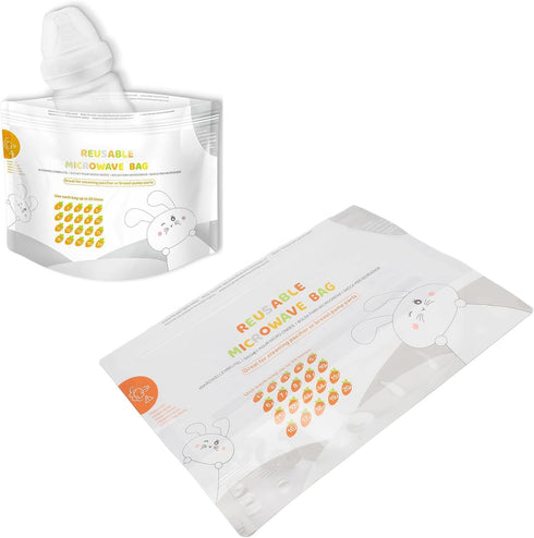 RYGVPR 42pcs Microwave Bottle Steam Sterilizer Bags, Reusable for Breast Pump Parts and Baby Bottle Great for Travel