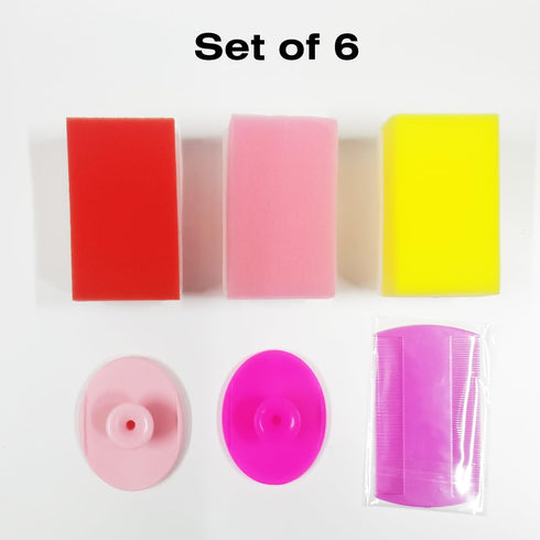MR LION (Pack 6) Baby Bath Sponges for Newborns - Baby Cradle Cap Brush - Cradle Cap Comb for Babies of (Mixed Color A)