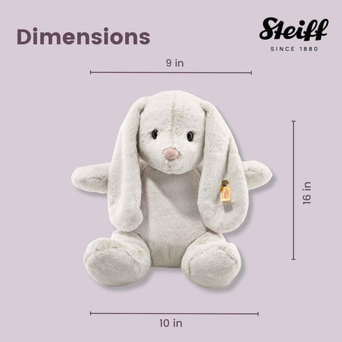 Steiff Hoppie Rabbit - Premium 15" Soft Stuffed Animal Toy for Kids (Light Grey)