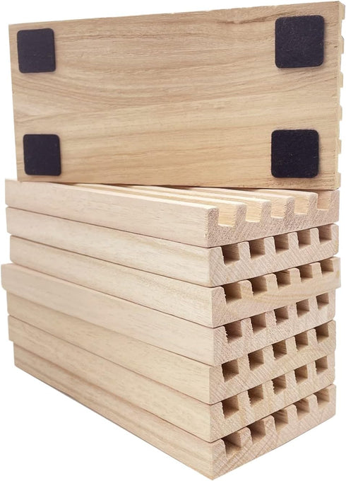 SUTIMSHE Set 8,Natural 12 Mexican Train Domino Trays of Wood Domino Racks, Domino Tiles Holders,Double Tiles