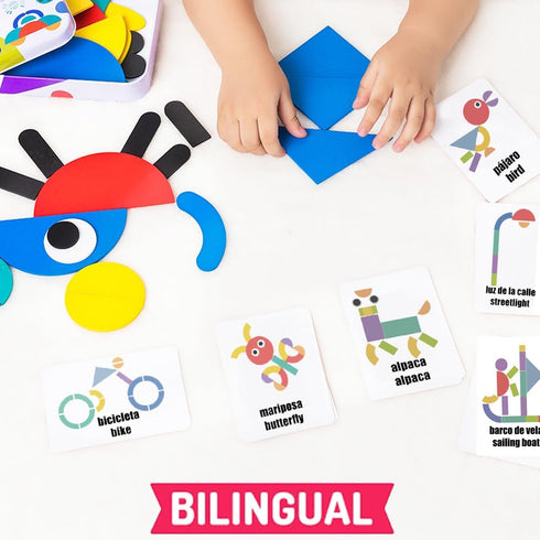 Spanish Sight Words Jigsaw Puzzle for Kids, Bilingual Learning Toy, Educational Stacking and Sorting Game