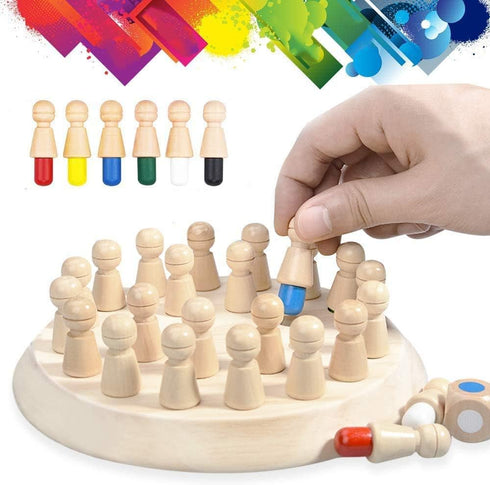 Wooden Memory Chess Matching Game - Family Board Games for Kids and Adults, Montessori Educational Toy for Ages 3-8+