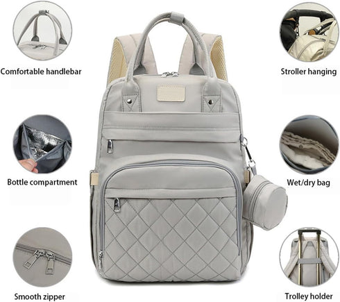 Generic Backpack Diaper Bag with Changing Pad Pacifier Case and Insulated Bottle Pocket for Mom and Dad (Gray)