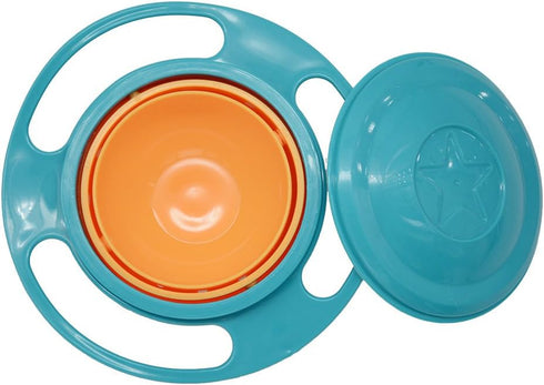 Song Qing Magic Gyro Bowl, 360 Degree Rotate Spill-Proof Bowls with Lid, Creative Feeding Dishes