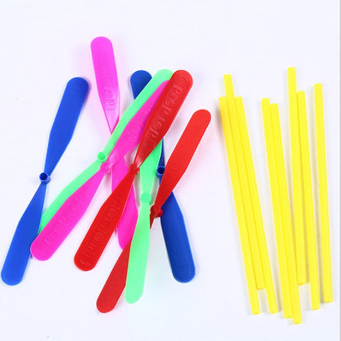 JIEOU 40 Set, 20 20 Pieces of Flying Helicopter Toy Propellers+ Rods, Hand Helicopter, Bamboo Dragonfly Hand Rub