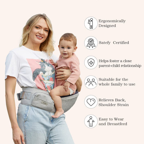 Sunnors Baby Carrier Hip Seat with Adjustable Strap and Pocket, Ergonomic Hip Holder for Newborns & Toddlers (Light