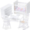5 Pcs 1:12 Scale Wooden Dollhouse Furniture Set - White Miniature Wood Bedroom Accessories for Creative Play