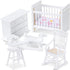 5 Pcs 1:12 Scale Wooden Dollhouse Furniture Set - White Miniature Wood Bedroom Accessories for Creative Play