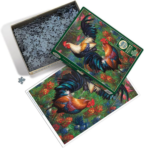 Cobble Hill 1000 Piece Puzzle - Roosters - Sample Poster Included