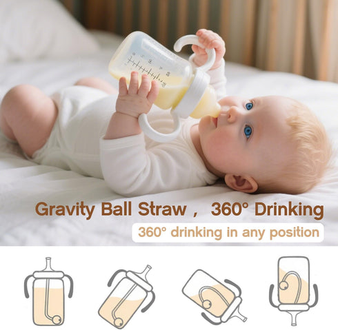 Cathill 8m+, 4 Pack Straw Sippy Cup Conversion Kit for Dr Browns Wide-Neck Baby Bottles, Sippy Cups Transition Kit