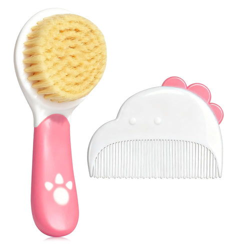 Baby Hair Brush and Comb Set, Soft Bristles Cradle Cap Brush for