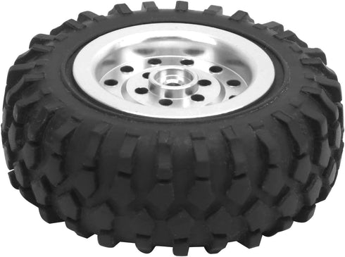 55mm/2.2in 1/10 Scale Rubber Tires & Wheel Rims AntiSkid for D12 Model Parts (Silver S)