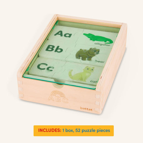 Battat One-Match Puzzle, Alphabets Wooden Puzzle for Toddlers, Educational Toys, 3 Years +, Self-Correcting