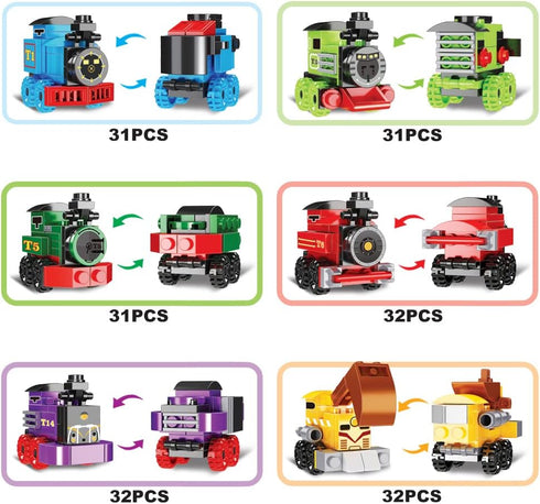 UMEELR Building Blocks - 12PCS Train Toys Surprise Eggs Sets, Easter Egg Train Building Blocks for Kids 2+