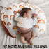 FIGEPO 2 Pack 100% Muslin Nursing Pillow Cover Cotton Boho Neutral Stretchy Removable Baby Nursing Covers