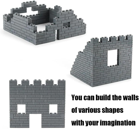 Feleph 360 Pieces 1x2 Masonry Profile Bricks, Building Blocks for Wall Parts, Compatible with Major Brands